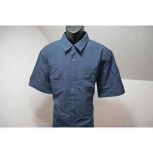 ORVIS Athletic Button Up Shirt Performance Stretch Blue Short Sleeve Men XL
